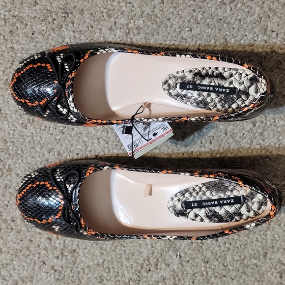 ‼️New Listing ‼️Zara Ballerina Leather Snakeskin Heels - Picture 4 of 9